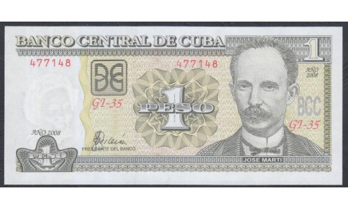 Куба 1 песо 2008 год (CUBA 1 pesos 2008) P 128с: UNC 