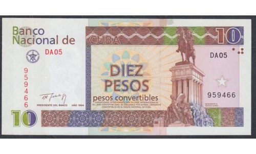 Куба конвертируемый песо 10 песо 1994 г. (Cuba pesos convertibles 10 pesos 1994 year)  P FX40: UNC