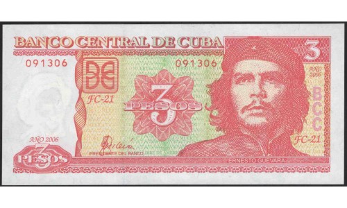 Куба 3 песо 2006 год (CUBA 3 pesos 2006 year) P 127c: UNC