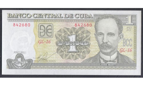 Куба 1 песо 2011 год (CUBA 1 pesos 2011) P 128f: UNC