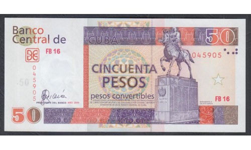 Куба конвертируемый песо 50 песо 2006 г. (Cuba pesos convertible 50 peso 2006)  P FX 51:UNC