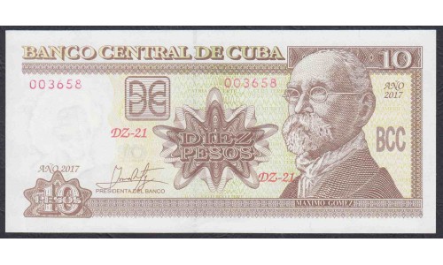 Куба 10 песо 2017 год (CUBA 10 pesos 2016 year) P 117s: UNC