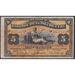 Куба 5 песо 1896 год (CUBA 5 peso 1896 year) P48b:XF