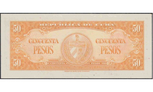 Куба 50 песо 1958 год (CUBA 50 pesos 1958 year) P81b:UNC