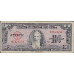 Куба 100 песо 1954 год (CUBA 100 pesos 1954 year) P82b:XF