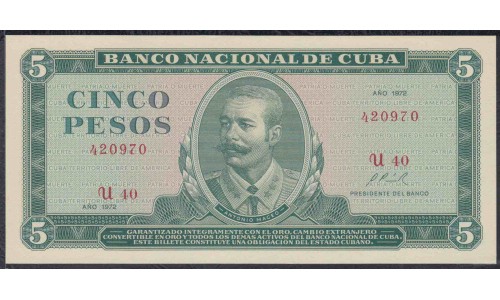 Куба 5 песо 1972 год (CUBA 5 pesos 1972) P 103b: UNC 