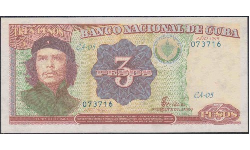 Куба 3 песо 1995 год (CUBA 3 pesos 1995) P 113: UNC 