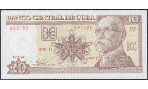 Куба 10 песо 2011 год (CUBA 10 pesos 2011) P 117m: UNC 