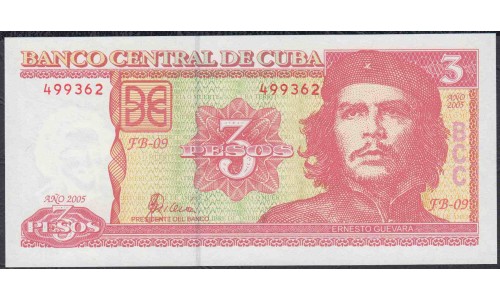 Куба 3 песо 2005 год (CUBA 3 pesos 2005) P 127b: UNC 