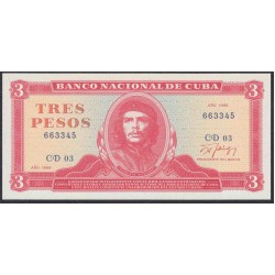 Куба 3 песо 1988 год (CUBA 3 pesos 1988) P 107b: UNC 