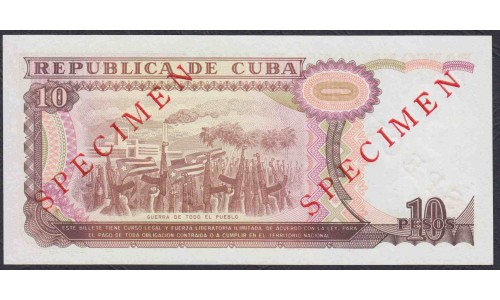 Куба 10 песо 1991 год, ОБРАЗЕЦ (CUBA 10 pesos 1991, SPECIMEN) P109s: UNC