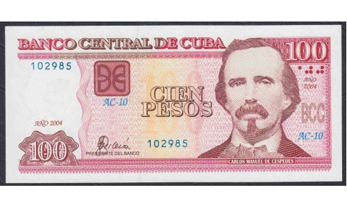 Куба 100 песо 2004 года (CUBA 100 peso 2004) P129a: UNC
