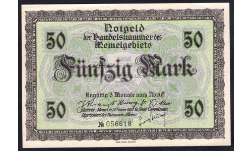 Литва 50 марок 1922 (Мемель) (LITHUANIA 50 Mark 1922 (Memel)) P 7b : UNC