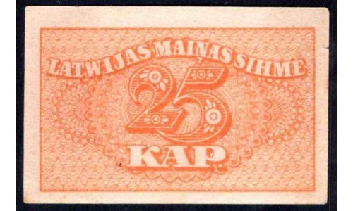 Латвия 25 копеек (1920) (LATVIA 25 Kapeikas (1920)) P 11a : UNC