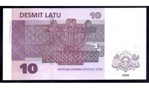 Латвия 10 лат 2000 (LATVIA 10 Latu 2000) P 50 : UNC