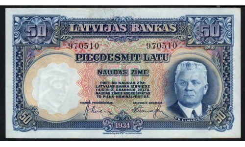 Латвия 50 лат 1934 года, 970510 (LATVIA 50 Latu 1934) P 20a: UNC