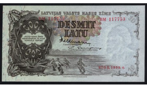 Латвия 10 лат 1939 (LATVIA 10 Latu 1939) P 20d: UNC