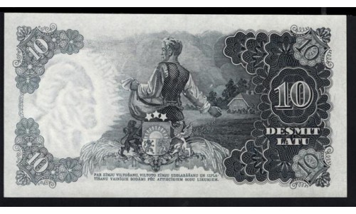 Латвия 10 лат 1939 (LATVIA 10 Latu 1939) P 20d: UNC