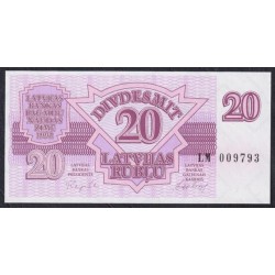 Латвия 20 рублей 1992 (LATVIA 20 Latvijas Rubļu 1992) P 39 : UNC