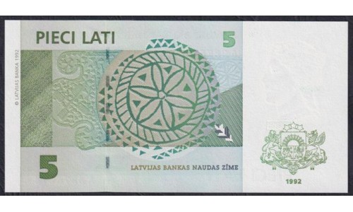 Латвия 5 лат 1992 года, A3875214A (LATVIA 5 Latu 1992) P 43: UNC