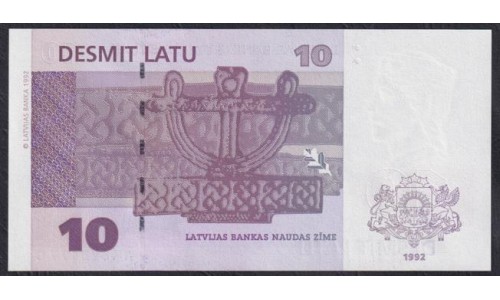 Латвия 10 лат 1992 года, A 4826177 C (LATVIA 10 Latu 1992) P 44: UNC