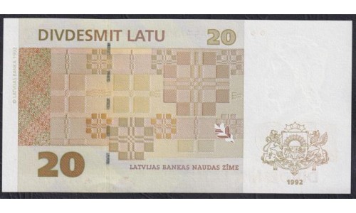 Латвия 20 лат 1992 года, A6177707C (LATVIA 20 Latu 1992) P 45 : UNC