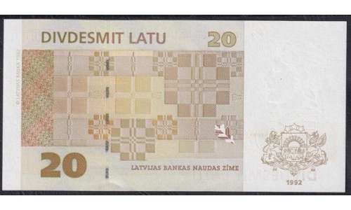 Латвия 20 лат 1992 года, A6439122A (LATVIA 20 Latu 1992) P 45 : UNC