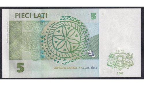 Латвия 5 лат 2007 (LATVIA 5 Lati 2007) P 53b: UNC