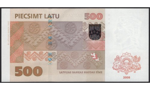 Латвия 500 лат 2008 (LATVIA 500 Latu 2008) P 58 : UNC