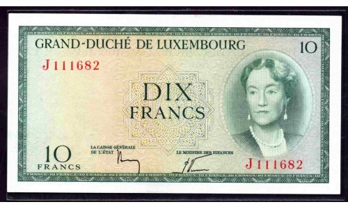 Люксембург 10 франков 1954 (LUXEMBOURG 10 Francs 1954) P 48a : UNC