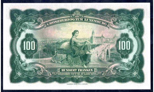 Люксембург 100 франков 1934 (LUXEMBOURG 100 Francs 1934) P39 : aUNC-