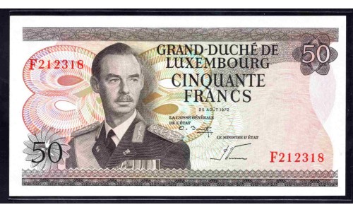 Люксембург 50 франков 1972 (LUXEMBOURG 50 Francs 1972) P 55b : UNC