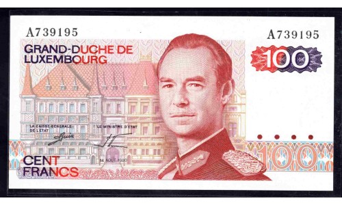 Люксембург 100 франков 1980 (LUXEMBOURG 100 Francs 1980) P 57а (1) : UNC