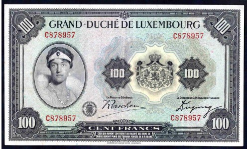 Люксембург 100 франков б/д (1934) (LUXEMBOURG 100 Francs ND (1934)) P39 : XF
