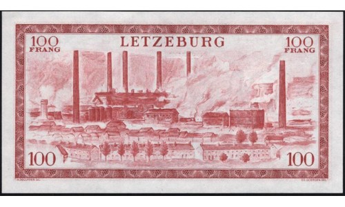 Люксембург 100 франков 1956 (LUXEMBOURG 100 Francs 1956) P 50a : UNC
