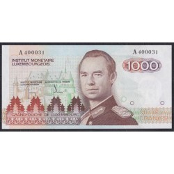 Люксембург 1000 франков 1985 года, Стартовая серия с красивым номером А 400031(LUXEMBOURG 1000 Francs 1985) P 59a: UNC