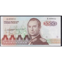 Люксембург 1000 франков 1985 года, Стартовая серия с красивым номером А 400032(LUXEMBOURG 1000 Francs 1985) P 59a: UNC