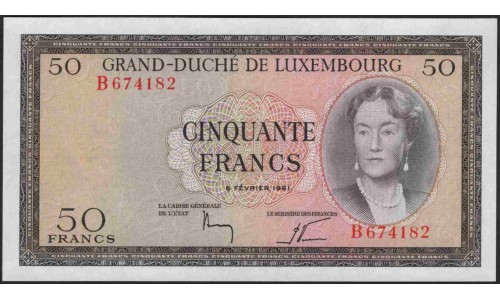 Люксембург 50 франков 1961 (LUXEMBOURG 50 Francs 1961) P 51a : UNC