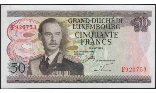Люксембург 50 франков 1972 (LUXEMBOURG 50 Francs 1972) P 55b : aUNC-