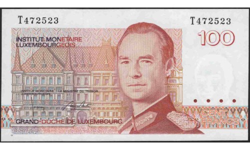 Люксембург 100 франков 1986 (LUXEMBOURG 100 Francs 1986) P 58b : UNC
