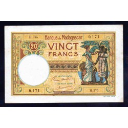 Мадагаскар 20 франков (1937-1947) (MADAGASCAR 20 francs (1937- 1947)) P 37 : aUNC