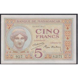 Мадагаскар 5 франков (1937) (MADAGASCAR 10 francs (1937)) P 35(2) : UNC-