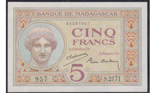 Мадагаскар 5 франков (1937) (MADAGASCAR 10 francs (1937)) P 35(2) : UNC-