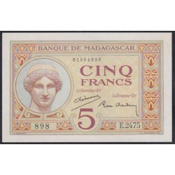Мадагаскар 5 франков (1937) (MADAGASCAR 10 francs (1937)) P 35(2) : UNC