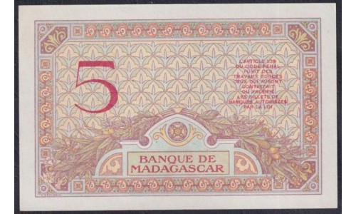 Мадагаскар 5 франков (1937) (MADAGASCAR 10 francs (1937)) P 35(2) : UNC