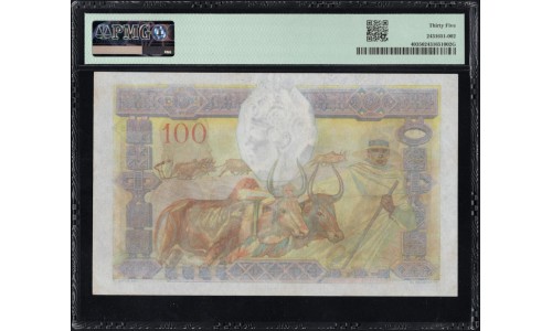Мадагаскар 100 франков (1937) (MADAGASCAR 100 francs (1937)) P 40 : VF PMG 35