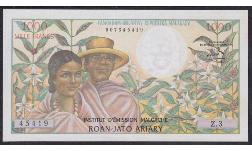 Мадагаскар 1000 франков (1966) (MADAGASCAR 1000 francs (1966)) P 59): aUNC