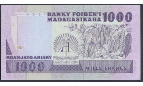 Мадагаскар 1000 франков (1988-93) (MADAGASCAR 1000 francs (1988-93)) P 72b : UNC