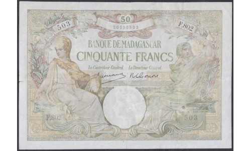 Мадагаскар 50 франков (1937) (MADAGASCAR 50 francs (1937)) P 38(3): VF