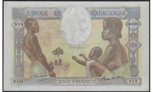 Мадагаскар 100 франков (1937) (MADAGASCAR 100 francs (1937)) P 40 : UNC